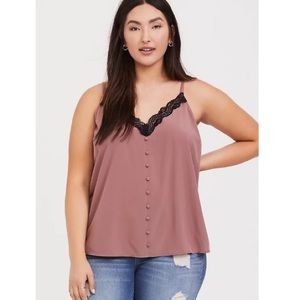 Torrid Walnut Chablis & Lace Button Crop Cami